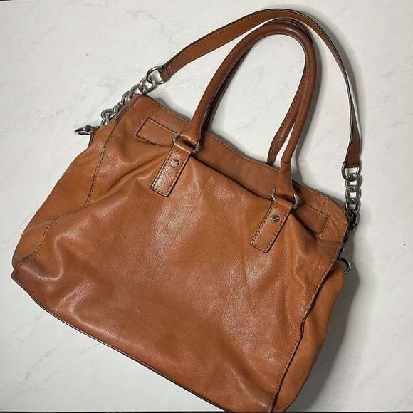 Michael Michael Kors Caramel Leather Shoulder Bag Designer Neutral 90s Y2K - Picture 3 of 11